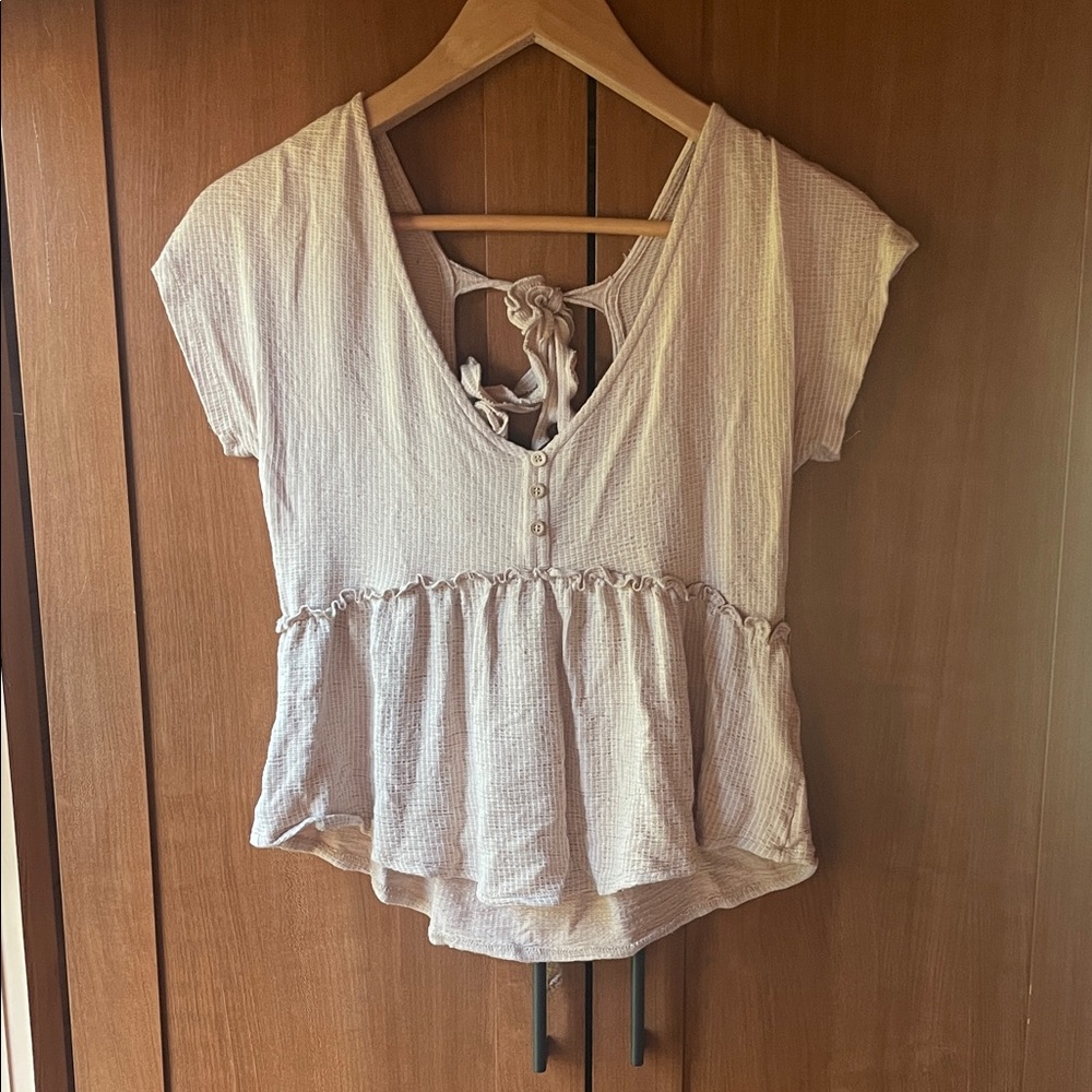 Women's Cream Peplum Top